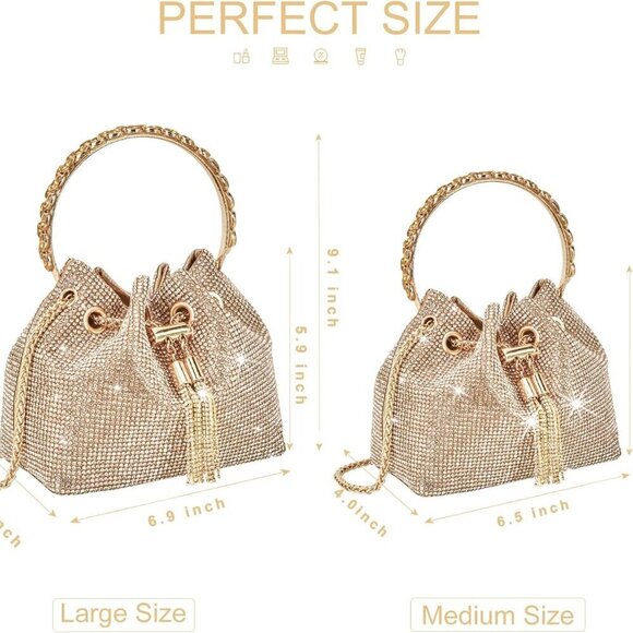 Rhinestone Evening Bag Silver Clutch Purse Women Prom Party Wedding